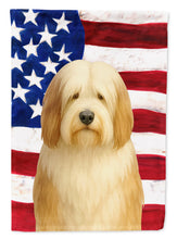 Load image into Gallery viewer, White and Tan Bearded Collie American Flag Garden Flag