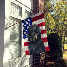 Load image into Gallery viewer, Black Bearded Collie American Flag House Flag