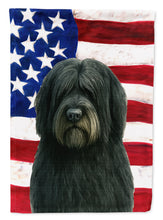 Load image into Gallery viewer, Black Bearded Collie American Flag House Flag