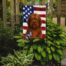 Load image into Gallery viewer, Brown Bearded Collie American Flag Garden Flag