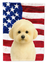 Load image into Gallery viewer, White and Cream Bichon Frise American Flag House Flag