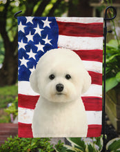 Load image into Gallery viewer, Bichon Frise American Flag Garden Flag