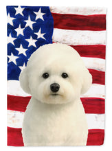 Load image into Gallery viewer, Bichon Frise American Flag Garden Flag