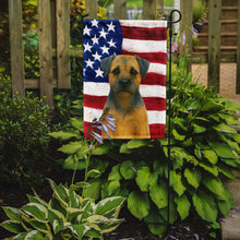 Load image into Gallery viewer, Blue and Tan Border Terrier American Flag Garden Flag