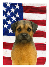 Load image into Gallery viewer, Grizzle and Tan Border Terrier American Flag House Flag