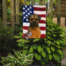 Load image into Gallery viewer, Grizzle and Tan Border Terrier American Flag Garden Flag