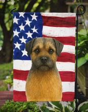 Load image into Gallery viewer, Grizzle and Tan Border Terrier American Flag Garden Flag
