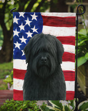 Load image into Gallery viewer, Black Bouvier des Flandres American Flag Garden Flag