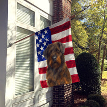 Load image into Gallery viewer, Brindle Bouvier des Flandres American Flag House Flag