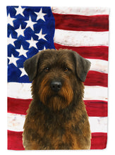 Load image into Gallery viewer, Brindle Bouvier des Flandres American Flag Garden Flag