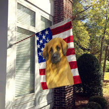 Load image into Gallery viewer, Fawn Bouvier des Flandres American Flag House Flag