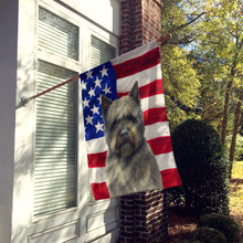 Load image into Gallery viewer, Gray Bouvier des Flandres American Flag House Flag