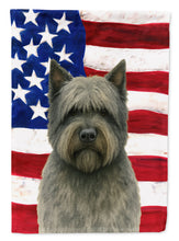 Load image into Gallery viewer, Gray Bouvier des Flandres American Flag Garden Flag