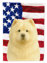 Load image into Gallery viewer, Cream Chow Chow American Flag House Flag