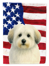 Load image into Gallery viewer, White with Gray Coton de Tulear American Flag House Flag