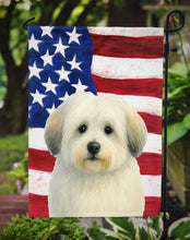 Load image into Gallery viewer, White with Gray Coton de Tulear American Flag Garden Flag