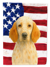 Load image into Gallery viewer, Orange Belton English Setter American Flag Garden Flag