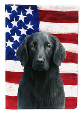 Load image into Gallery viewer, Black Flat-Coated Retriever American Flag House Flag