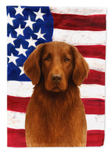 Load image into Gallery viewer, Liver Flat-Coated Retriever American Flag House Flag