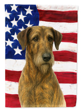 Load image into Gallery viewer, Brindle Irish Wolfhound American Flag House Flag