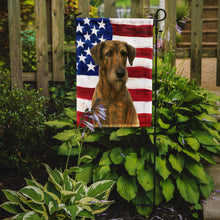 Load image into Gallery viewer, Brindle Irish Wolfhound American Flag Garden Flag