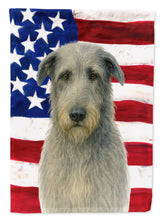 Load image into Gallery viewer, Gray Irish Wolfhound American Flag Garden Flag