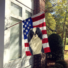Load image into Gallery viewer, Black and White Japanese Chin American Flag House Flag