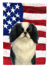 Load image into Gallery viewer, Black and White Japanese Chin American Flag House Flag