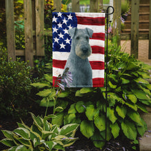 Load image into Gallery viewer, Blue Lakeland Terrier American Flag Garden Flag