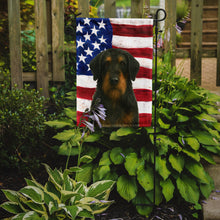 Load image into Gallery viewer, Black and Tan Otterhound American Flag Garden Flag