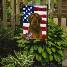 Load image into Gallery viewer, Grizzle and Tan Otterhound American Flag Garden Flag