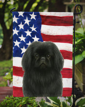 Load image into Gallery viewer, Black Pekingese American Flag Garden Flag