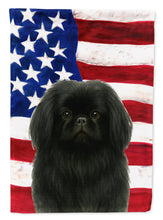 Load image into Gallery viewer, Black Pekingese American Flag Garden Flag