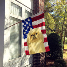 Load image into Gallery viewer, Cream Pekingese American Flag House Flag
