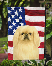 Load image into Gallery viewer, Cream Pekingese American Flag Garden Flag