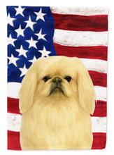 Load image into Gallery viewer, Cream Pekingese American Flag Garden Flag