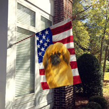 Load image into Gallery viewer, Fawn Pekingese American Flag House Flag