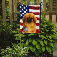 Load image into Gallery viewer, Fawn Pekingese American Flag Garden Flag