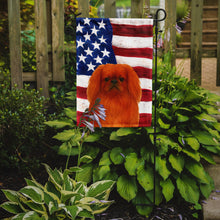 Load image into Gallery viewer, Red Pekingese American Flag Garden Flag