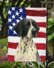 Load image into Gallery viewer, Black and White Pointer American Flag Garden Flag