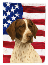 Load image into Gallery viewer, Liver and White Pointer American Flag House Flag