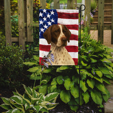 Load image into Gallery viewer, Liver and White Pointer American Flag Garden Flag