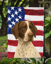 Load image into Gallery viewer, Liver and White Pointer American Flag Garden Flag