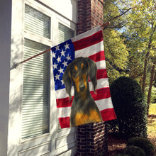 Load image into Gallery viewer, Black and Tan Saluki American Flag House Flag