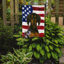 Load image into Gallery viewer, Black and Tan Saluki American Flag Garden Flag