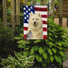 Load image into Gallery viewer, White Samoyed American Flag Garden Flag