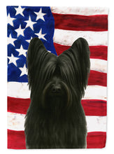 Load image into Gallery viewer, Black Skye Terrier American Flag Garden Flag
