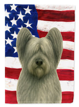 Load image into Gallery viewer, Gray Skye Terrier American Flag House Flag