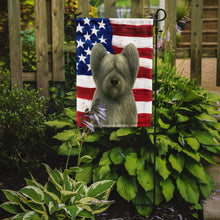 Load image into Gallery viewer, Gray Skye Terrier American Flag Garden Flag