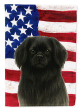Load image into Gallery viewer, Black Tibetan Spaniel American Flag Garden Flag